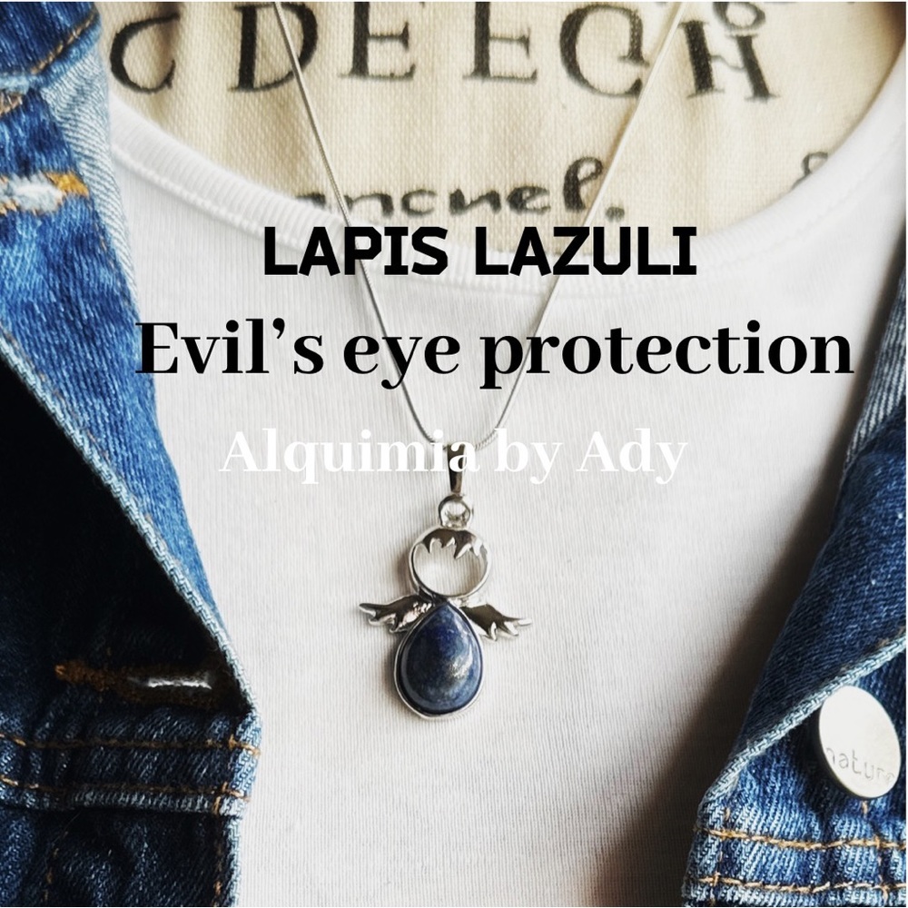 Lapis lazuli  and silver statement drop earrings power protection - Picture 4 of 4